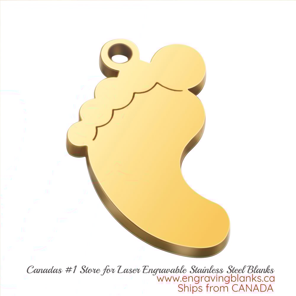 Image of Stainless Steel Feet Charms Gold Color for DIY Jewelry Necklace Pendant Laser Engraving