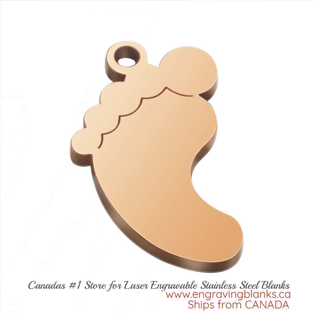 Image of Stainless Steel Feet Charms ROSE Gold for DIY Jewelry Necklace Pendant Laser Engraving