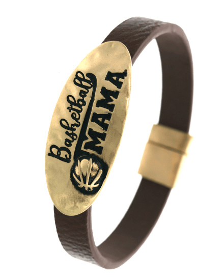 Image of Faux Leather Basketball Mama Magnetic Bracelet