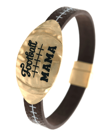 Image of Faux Leather FOOTBALL Mama Magnetic Bracelet 