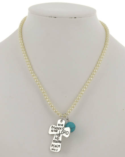 Image of PEARL NECKLACE WITH CROSS