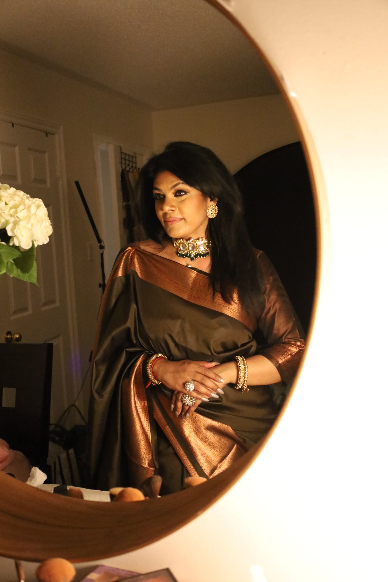 Image of SOFT SILK BROWN SAREE