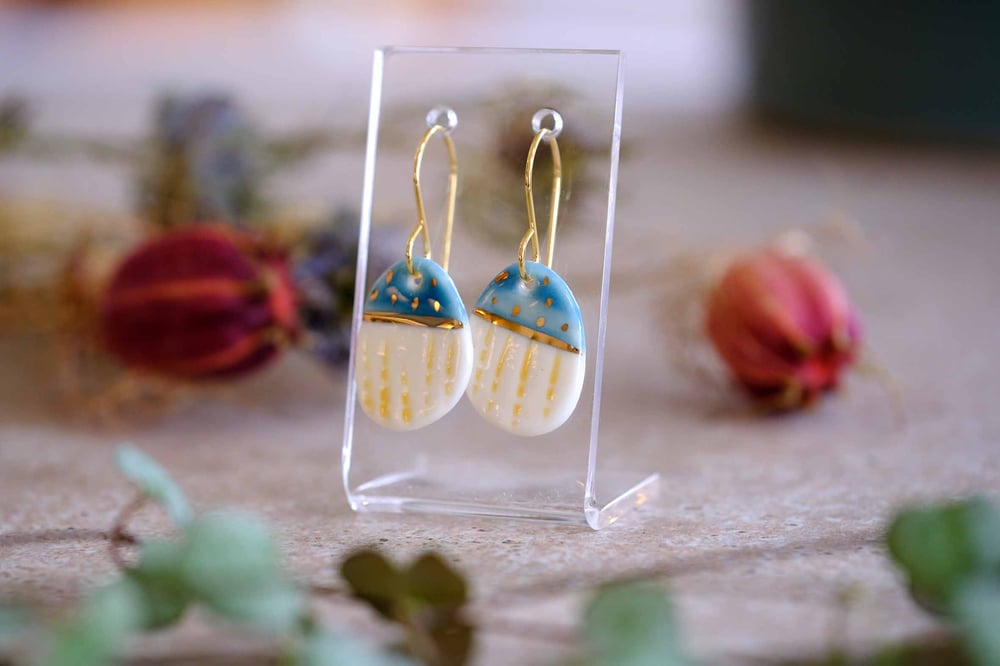 Image of Pebble Blue Lustre Earrings