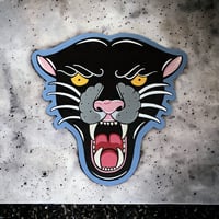 Image 1 of Hand Painted Panther Head Tattoo Flash Art Wall Hanger