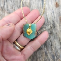 Image 1 of Chrysoprase Gold Amulet