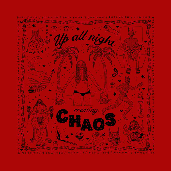 Image of Creating Chaos, Illustrated Bandana by Polly Nor 