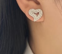 Image 3 of Heart Pave Earrings 
