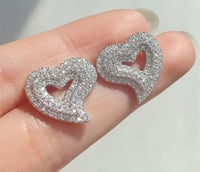 Image 4 of Heart Pave Earrings 