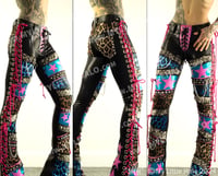 Image 2 of #5 BLUE LEOPARD PINK STAR LACE UP BOOTCUTS 