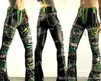 Image 2 of #6 GREEN LEOPARD & ZEBRA PRINT FLARES