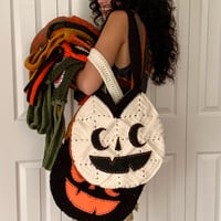 Image 4 of PRE-ORDER Jack-O-Lantern Crochet Sak Bag