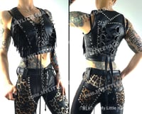 Image 2 of #14 BLACK SPIKED FRINGE VEST 