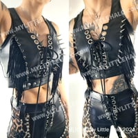 Image 1 of #14 BLACK SPIKED FRINGE VEST 