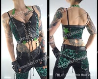 Image 2 of #16 GREEN LEOPARD & STARS CROP HALTER