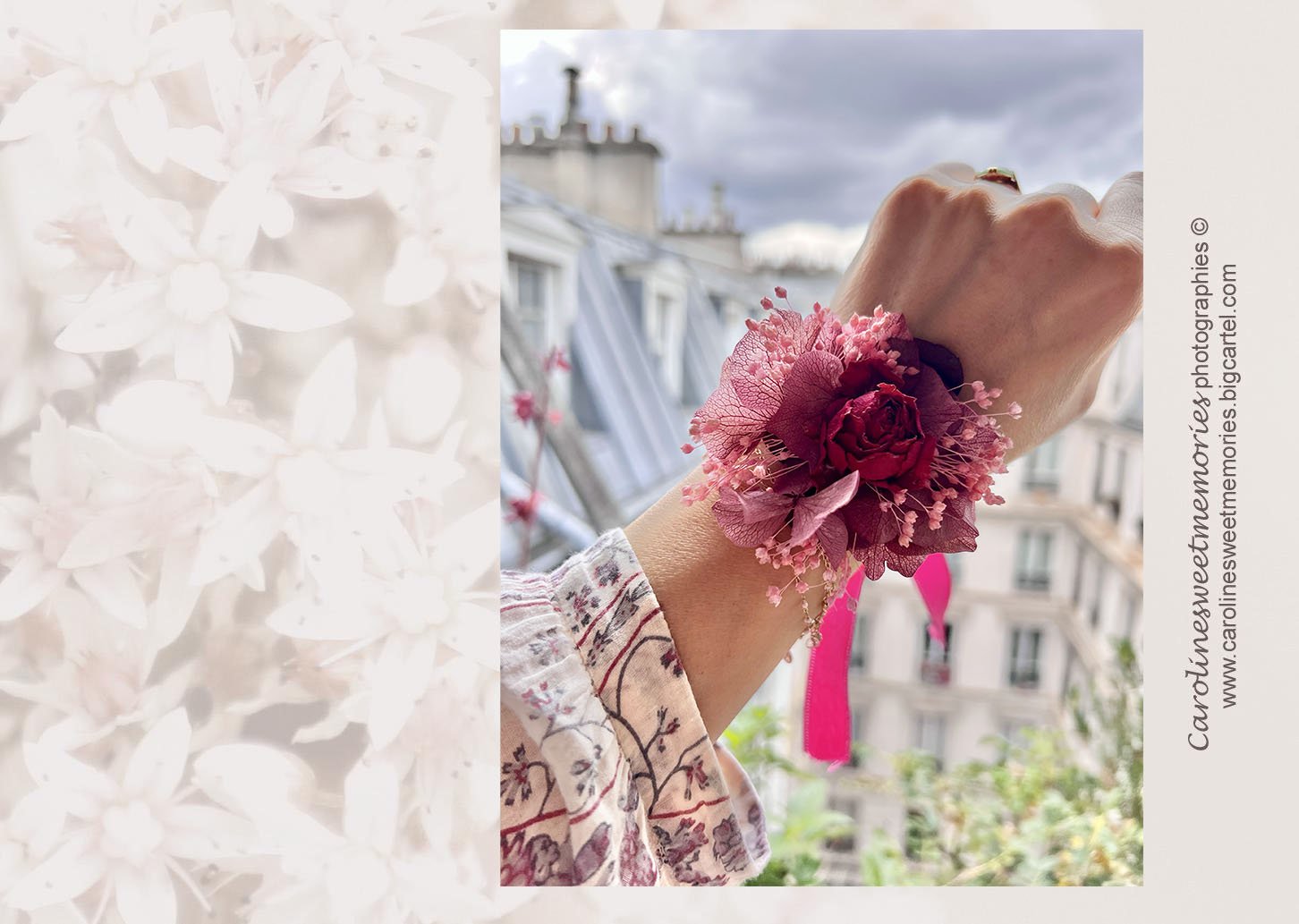 Image of Bijou fleuri sur mesure : Peigne, bracelet, boutonnière