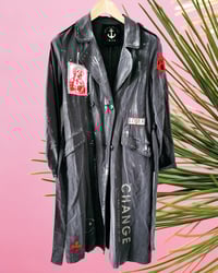 Image 2 of Black is back ¥ unisex ¥ upCyclinG viLLaGe punK¥IbiZa ¥TrenChcoaT¥ festival