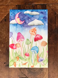 Image 1 of Moonlit Mushrooms Mini Print