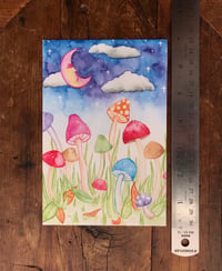 Image 2 of Moonlit Mushrooms Mini Print