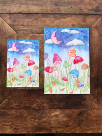 Image 3 of Moonlit Mushrooms Mini Print