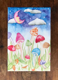 Image 5 of Moonlit Mushrooms Mini Print