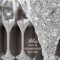 Image 1 of Silver with Crystals Champagne Flutes - Fleur
