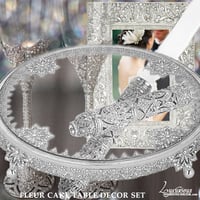 Image 1 of Silver with Crystals Wedding Reception Toasting Set - Fleur
