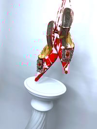 Image 1 of 🎀 ANGEL CAPSULE 🎀 VINTAGE BABYDOLL CLOWN PRINT & CHARMS MULES