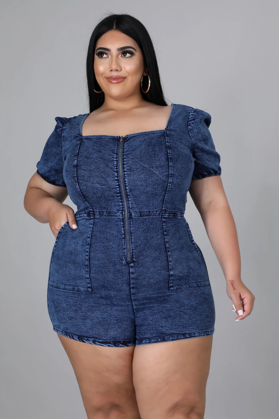 Image of 2PACK PLUS SIZE DENIM BARBIE ROMPER