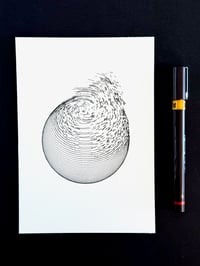 Image 3 of Sphere Dissolve — 5x7" pen plot