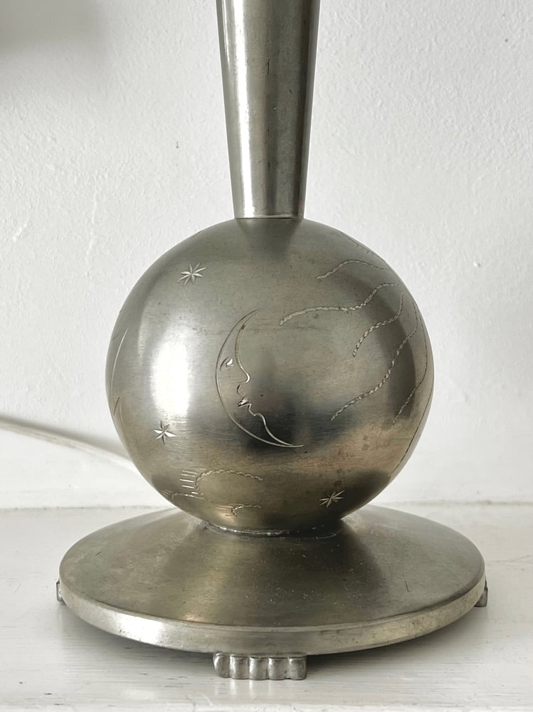 Image of Swedish Table Lamp with Engraved Decoration, 1932