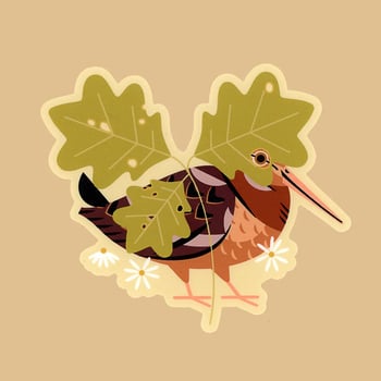 Sticker of an American Woodcock