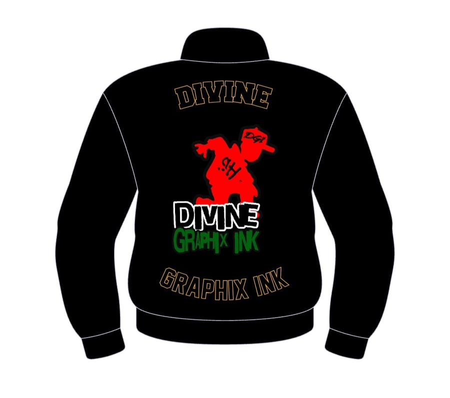 Image of Divine Graphix Ink™️ Logo Melton Wool And Cowhide Leather Varsity Jacket