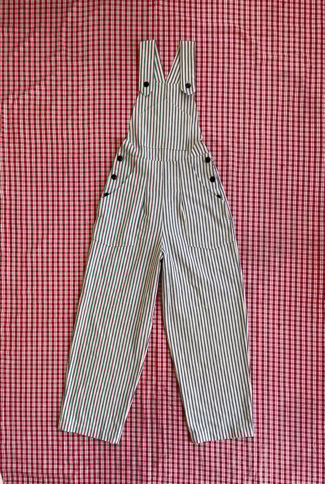 1940’s inspired Overalls in Ticking Fabric