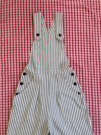 Image 2 of 1940’s inspired Overalls in Ticking Fabric