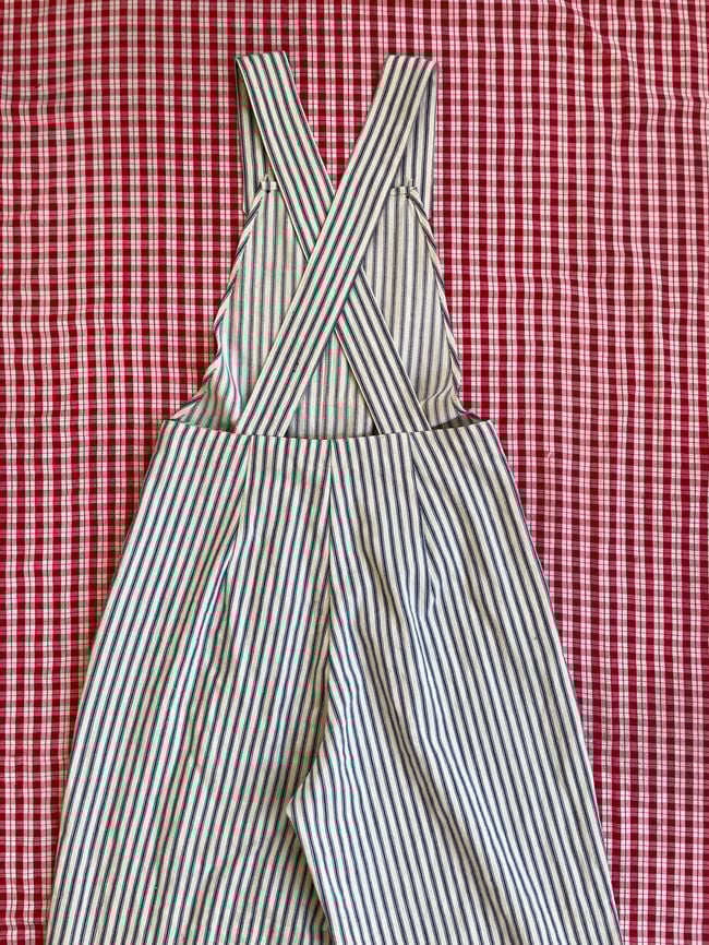 1940’s inspired Overalls in Ticking Fabric