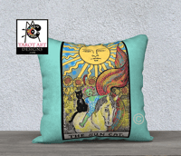 Image 1 of 'Sun Cat' Tarot 18" Velveteen Pillow Cover