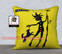 Image 1 of Moonfire Tarot 'Fool and Their Dog' 18" Yellow Velveteen Pillow Cover