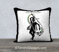 Image 1 of 'Moonfire Tarot 'Black & White Magician' 18" Velveteen Pillow Cover