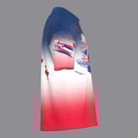 Image 3 of RB Productions Faded Blue/Red Hawaiian Flag Drifit Shirt