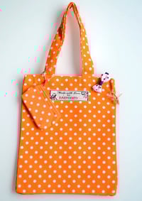 Image 2 of Orange Polka Dot Tote Bag