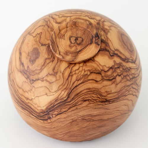 Image of Olive Wood Bowl with Copper Accents