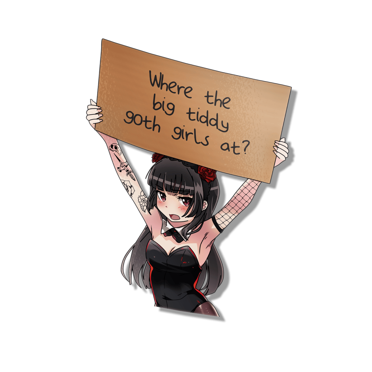 Image of Goth Girl With A Sign