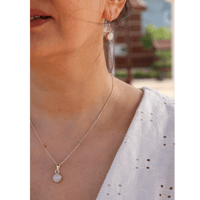 Image 3 of Echmeck Handmade Silver Tiny Round Natural Moonstone 9mm Drop Dangle Hook Earrings for Women