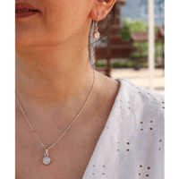 Image 4 of Echmeck Handmade Silver Tiny Round Natural Moonstone 9mm Drop Dangle Hook Earrings for Women 