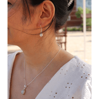 Image 5 of Handmade Tiny Natural Oval Moonstone 11x15mm Silver Mini Pendant Necklace 16+2 inches Chain