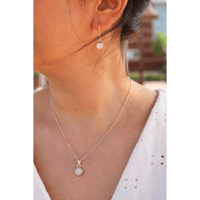 Image 2 of Tiny Natural Moonstone 11mm Round Silver Mini Pendant 16+2 inches Chain 