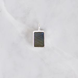 Image of Labradorite Moonstone step cut silver necklace