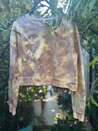 Image 1 of Brown ice dyed women’s tie dye cropped crew neck size S 