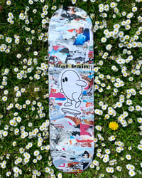 Image 1 of “Skate through the noise.” Recycled Skateboard Art Piece