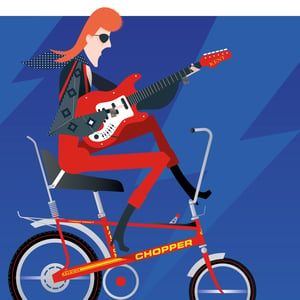 David Bowie on a Raleigh Chopper